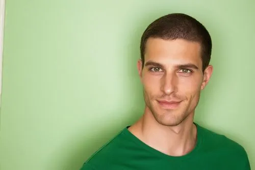 a man wearing a green shirt with a toothbrush in his mouth,greenscreen,yaniv,yoav,aljaz,green background,green screen,Illustration,Paper based,Paper Based 09