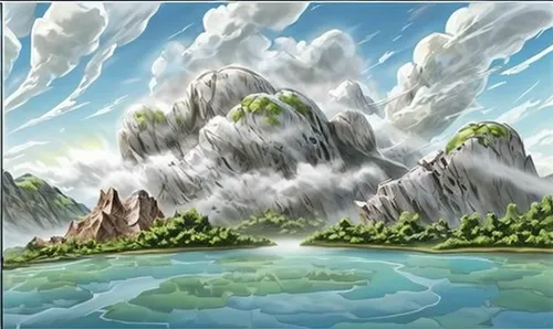 landscape background,mountainous landscape,mountain scene,cartoon video game background,karst landscape,mountain landscape,cloud mountains,cloud mountain,mountain plateau,chinese clouds,background with stones,fantasy landscape,mount scenery,high landscape,mountainous landforms,mountain tundra,japanese mountains,backgrounds,giant mountains,mountain world