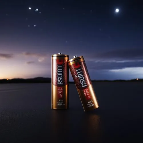 a fujitsu battery under the dark earth with dark sky background,two batteries are lined up against a night sky,batteries,the batteries,alkaline batteries,mentos,medium battery,energija,Photography,Gen