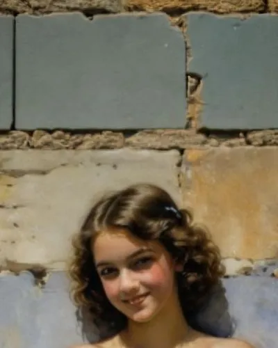 a  holding a bat, in front of a brick wall,audrey hepburn,vintage girl,autochrome,lovinescu,audrey hepburn-hollywood,lartigue,hande,photo painting,girl in a historic way,young girl,teodorescu,cardinal