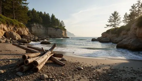 Weathered driftwood, ocean-battered rocks, sandy dunes, pebbled shores, rough-hewn cliffs, tidal pools, seaweed-covered reefs, ocean-worn piers, distressed wooden planks, rusty nautical equipment, sea