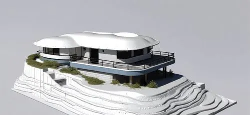 scale terrain integrated curve model shell house villa beach house orgain tropical architecture, miniature shell house minimal tropical architect House by Sou Fujimoto architects, rooftops gardens are