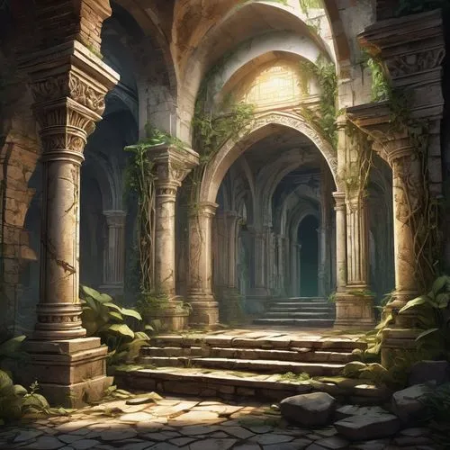 hall of the fallen,mausoleum ruins,labyrinthian,crypts,ruins,ancient city,ancient ruins,the ruins of the,cloistered,undercroft,archways,ancient buildings,undercity,sepulchres,praetorium,theed,ruin,fantasy landscape,seregil,castrum,Unique,Design,Sticker