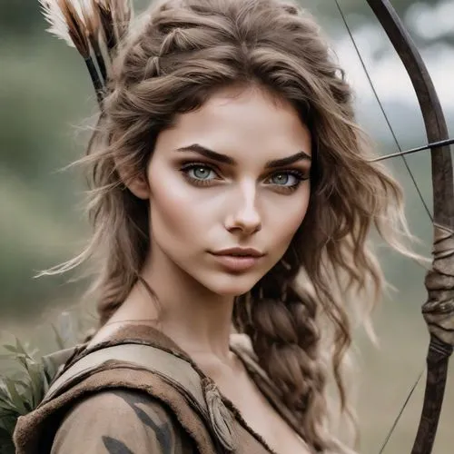 female warrior,warrior woman,the enchantress,faery,bow and arrows,bows and arrows,fae,faerie,huntress,fantasy woman,fantasy portrait,faun,elven,wood elf,thracian,cave girl,celtic queen,sorceress,fawn,feline look,Photography,Natural