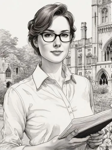 librarian,balliol,headmistress,ginny,tutor,brasenose,scholar,monkman,harrynytimes,oxbridge,chorister,keble,scholarly,schoolteacher,girl studying,bibliographer,bookworm,bibliophile,princetonian,oxonian,Illustration,Black and White,Black and White 34