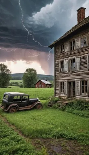 crewdson,farmstead,farm house,abandoned house,thunderstruck,farmhouse,homestead,fordlandia,tornadic,old house,home landscape,fallstrom,rural landscape,house insurance,shelf cloud,supercell,red barn,a thunderstorm cell,stormville,farmhouses,Photography,General,Realistic