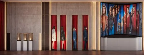 This is a gallery facade INTERIOR WALL  of the Cinema AND THEATER ELEVATION



,room divider,theater curtain,theater curtains,contemporary decor,modern decor,hinged doors,armoire,stage curtain,theatre