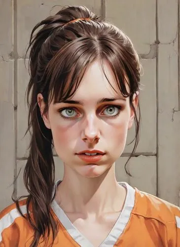 portrait of a girl,clementine,the girl's face,girl portrait,worried girl,lori,oil on canvas,cinnamon girl,mystical portrait of a girl,lilian gish - female,orange eyes,young woman,katniss,eleven,child portrait,lara,oil painting on canvas,piper,prisoner,oil painting,Digital Art,Comic