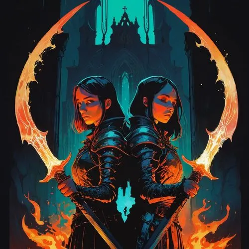 witcher,portal,burning torch,hall of the fallen,warrior and orc,frame illustration,games of light,gothic portrait,vidraru,heroic fantasy,angels of the apocalypse,witches,staves,fire background,protectors,mirror of souls,game illustration,halloween poster,assassins,firethorn,Illustration,Paper based,Paper Based 19