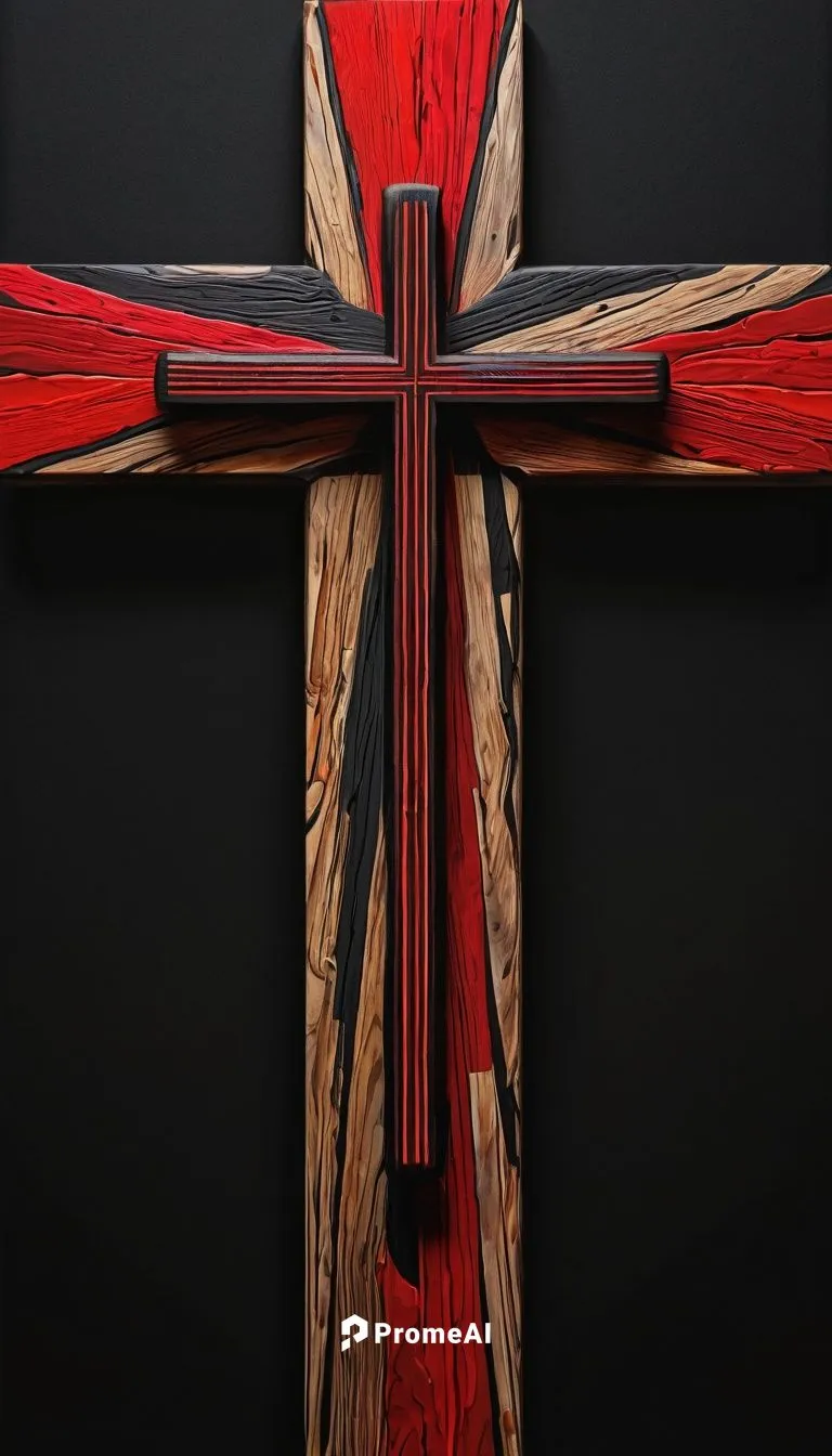 3D wooden cross on a black background covered in random red paint stripes,wooden cross,crucifix,the cross,jesus cross,crucis,heiligenkreuz,cruciform,crucifixes,bundesverdienstkreuz,cross,jesus christ 