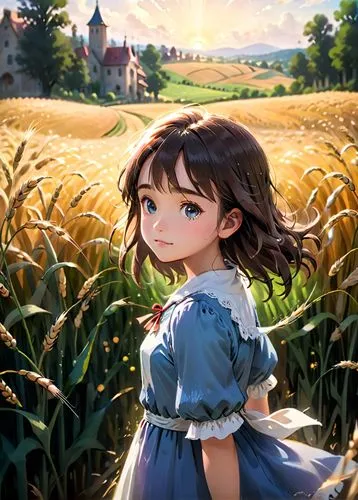 wheat field,farm background,corn field,cornfield,countryside,wheat fields,straw field,farm girl,field of cereals,country dress,in the field,grain field,fields,yamada's rice fields,french digital background,blooming field,farm,prairie,countrygirl,in the tall grass,Anime,Anime,Cartoon