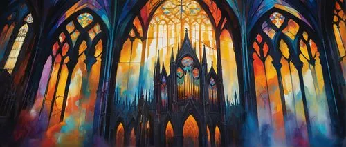 church painting,stained glass windows,stained glass,haunted cathedral,triforium,stained glass window,cathedrals,gothic church,glass painting,transfiguration,church windows,cathedral,pentecost,sagrada,dubbeldam,sacred art,pcusa,visitation,sagrada familia,sanctuary,Conceptual Art,Oil color,Oil Color 20