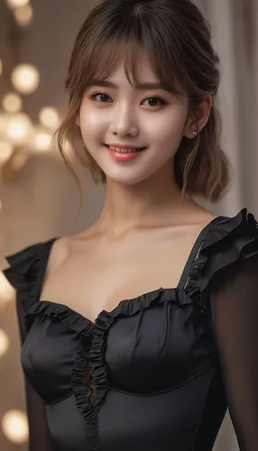 portrait background,hanbok,doll's facial features,geum,seo,songpyeon,joy,a charming woman,in a black dress,kim,black dress,kimjongilia,yellow rose background,daegeum,miso,3d background,paeonie,korean,cosmetic brush,wifi png,Photography,General,Natural