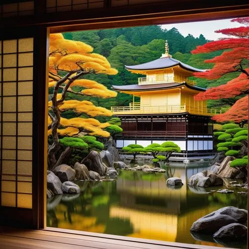 golden pavilion,japanese-style room,the golden pavilion,kyoto,japan landscape,beautiful japan,japanese shrine,japan garden,japon,kinkakuji temple,ryokans,japanese garden,ryokan,ginkaku-ji temple,japanese background,kinkakuji,heian,windows wallpaper,japanese garden ornament,japanese floral background,Illustration,Paper based,Paper Based 04