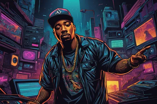 vector illustration,novelist,hip-hop,hip hop music,chance,vector art,hip hop,rapper,kendrick lamar,wiz,rap,vector graphic,game illustration,digital artwork,dj,khalifa,icon,blue print,vector image,hd wallpaper,Illustration,Realistic Fantasy,Realistic Fantasy 25