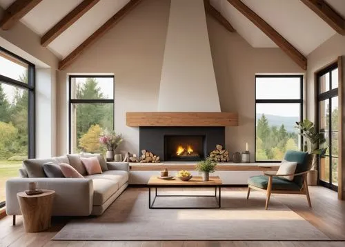 fire place,fireplaces,fireplace,wooden beams,velux,family room,coziness,luxury home interior,contemporary decor,wood stove,interior modern design,modern decor,cozier,wood window,modern living room,living room,interior design,mantels,scandinavian style,wooden windows,Illustration,Paper based,Paper Based 03