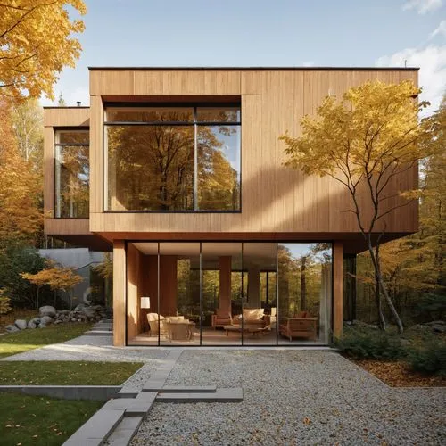 the house is situated in an area where the water would flow into the river,bohlin,timber house,modern house,dunes house,new england style house,cubic house,Photography,General,Realistic