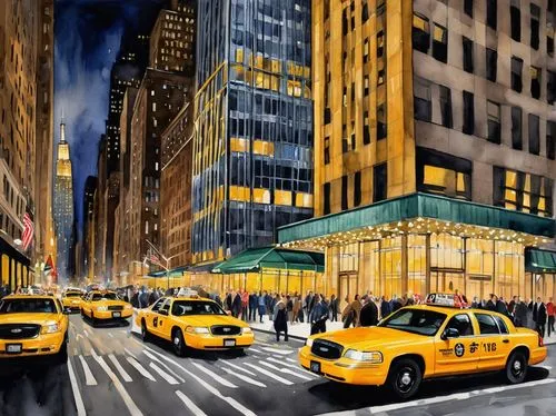 new york taxi,world digital painting,5th avenue,gct,taxis,wall street,new york restaurant,zuccotti,wallstreet,grand central terminal,yellow taxi,nytr,rockefeller plaza,city scape,cabs,bloomingdales,cityscapes,taxicabs,nyclu,grand central station,Illustration,Paper based,Paper Based 24