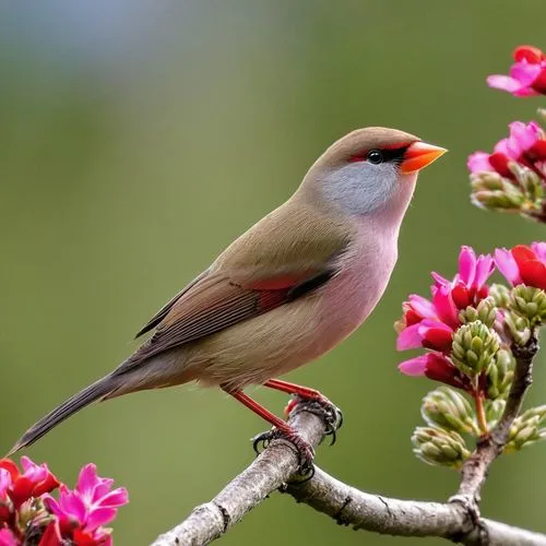 swee waxbill,waxbill,java finch,yuhina,spring bird,bohemian waxwing,bird flower,red-browed finch,waxwing,beautiful bird,asian bird,waxbills,red finch,european finch,crimson finch,passerine,flowerpeckers,himalayan bulbul,male finch,passerine bird,Photography,General,Realistic