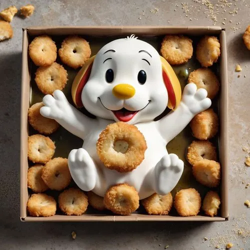 cheese holes,fried dough,salt pretzels,peppernuts,doughnuts,cheese puffs,butter rolls,pretzels,bagels,purebred dog,pączki,kids' meal,micky mouse,cream puffs,potcake dog,zeppole,mickey mouse,food icons,hamburger helper,snoopy,Photography,General,Realistic