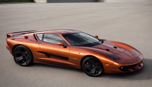 1990s theme, orange metallic sportscar, with silver rims, popup headlights, parked on a street.,tvr tasmin,tvr cerbera speed 12,zenvo-st1,tvr tuscan speed 6,tvr cerbera,tvr tamora,tvr chimaera,lotus 2