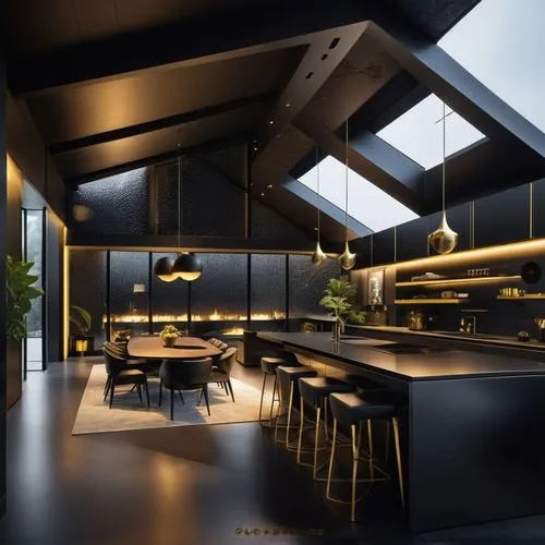 BLACK THEME ,HIGHLY LUXURIOUS BLACK WITH SOME GOLD INTERIOR ,ULTRA 32K REALISTIC,modern kitchen interior,modern kitchen,kitchen design,modern minimalist kitchen,kitchen interior,big kitchen,penthouse 