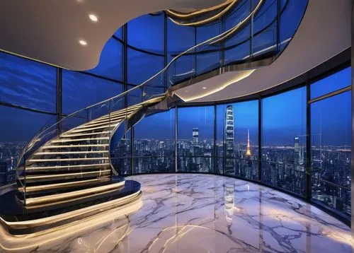 penthouses,luxury property,glass wall,luxury bathroom,sky apartment,the observation deck,winding staircase,staircase,spiral staircase,observation deck,luxury home interior,skyloft,futuristic architecture,outside staircase,high rise,skywalks,luxury real estate,circular staircase,staircases,luxury hotel,Photography,Black and white photography,Black and White Photography 13