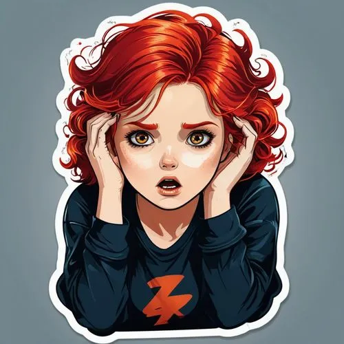 worried girl,romanoff,maximoff,clary,lina,girl with speech bubble,flamebird,redhair,glum,red head,zhukova,madelyne,telegram icon,rodiles,rahne,siryn,scarlet witch,lohse,autumn icon,liora,Unique,Design,Sticker