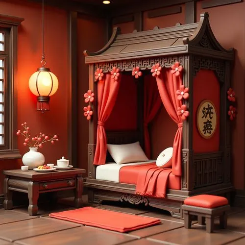 japanese-style room,bedchamber,red lantern,ornate room,teahouse,ryokan