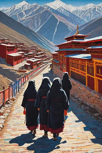 buddhists monks,tibet,monks,khokhloma painting,lhasa,xinjiang,ladakh,chinese art,prayer wheels,in xinjiang,inner mongolian beauty,qinghai,korean village snow,mongolia eastern,yunnan,oriental painting,tibetan,hall of supreme harmony,potala,inner mongolia,Conceptual Art,Daily,Daily 31