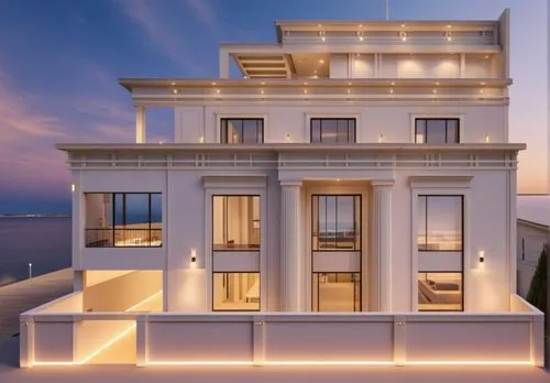 leds,AMERICAN NEOCLASSIC , KEEP  THE ORIGINAL PHOTO, KEEP THE WALLOFF LEFT BALCONY CLOSED
,house with caryatids,3d rendering,build by mirza golam pir,luxury real estate,luxury property,doric columns,n