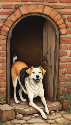 Craft a heartwarming story about a stray dog finding a new home.,dog house,dog house frame,dog illustration,kennel,doghouse,the pembroke welsh corgi,corgi,pembroke welsh corgi,wood doghouse,welschcorg