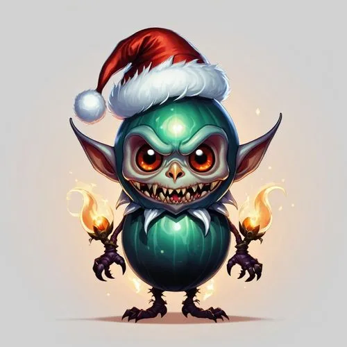 christmas imp,christmas owl,christmas gnome,krampus,jebtsundamba,froomkin,Illustration,Abstract Fantasy,Abstract Fantasy 11