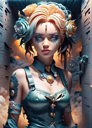 medusa gorgon,medusa,symetra,nami,transistor,bjork,gorgon,pixie-bob,poppy,cg artwork,3d fantasy,clay doll,gara,allies sculpture,3d figure,tracer,nora,elza,cynara,cg