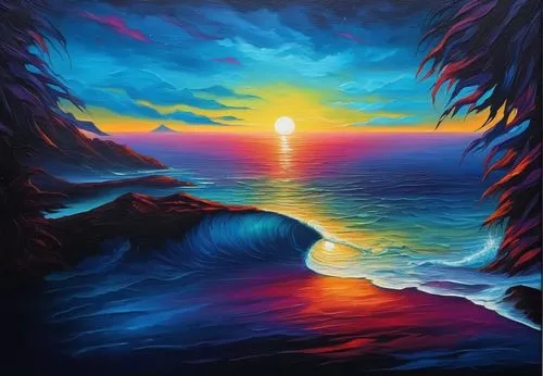 coast sunset,sea landscape,oil painting on canvas,seascape,senja,coastal landscape,ocean paradise,art painting,navajo bay,kalalau,beach landscape,tropical sea,ocean background,sun and sea,oil painting,oil on canvas,landscape background,sunrise beach,mountain sunrise,sunset beach,Illustration,Realistic Fantasy,Realistic Fantasy 25