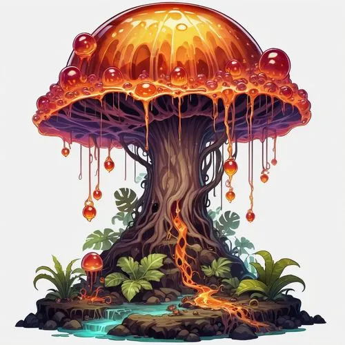 mushroom island,mushroom landscape,tree mushroom,mushroom cloud,forest mushroom,mushroom type,Illustration,Abstract Fantasy,Abstract Fantasy 11