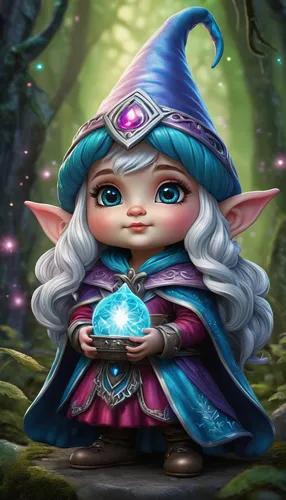 scandia gnome,gnome,valentine gnome,scandia gnomes,violet head elf,fantasy portrait,garden gnome,fae,gnomes,gnome ice skating,gnome and roulette table,elf,fairy tale character,sorceress,witch's hat icon,elves,summoner,mage,elven,faerie,Conceptual Art,Fantasy,Fantasy 30