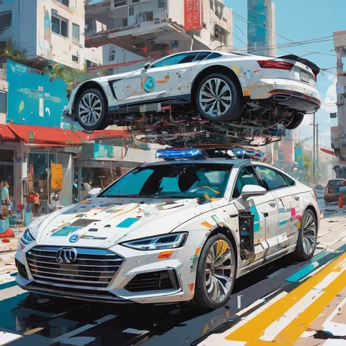 audi e-tron,autonomous driving,audi avantissimo,audi,hyundai,car car delivery,automotive carrying rack,autonomous,car transporter,car sculpture,audi cabriolet,car recycling,roof rack,audi a7,car loading,car race,cars,elektrocar,car roof,electric mobility,Conceptual Art,Oil color,Oil Color 07