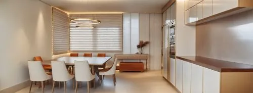 WHITE SHUTTER ON THE WINDOW

DINING TABLE WITH ORANGE CHAIRS

SHELF ABOVE THE SIDEBOARD,plantation shutters,modern kitchen interior,kitchen design,modern kitchen,wooden shutters,kitchen interior,searc