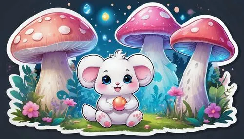 mushroom landscape,forest mushroom,toadstools,mushroom type,forest mushrooms,lingzhi mushroom,fairy forest,toadstool,agaric,mushroom,edible mushroom,mushroom island,amanita,club mushroom,anemone hupehensis september charm,champignon mushroom,tree mushroom,mushrooms,fungi,cartoon forest,Unique,Design,Sticker