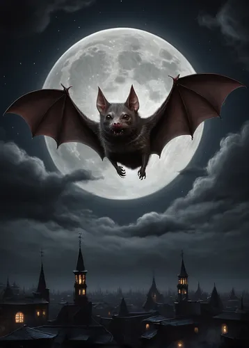 Paint a vampire bat soaring against a full moon backdrop,vampire bat,gargoyles,bat,big brown bat,hanging bat,bats,lantern bat,megabat,little red flying fox,gargoyle,halloween poster,bat smiley,little 