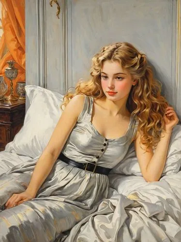 woman on bed,perugini,tissot,odalisque,girl in bed,young woman,Art,Classical Oil Painting,Classical Oil Painting 42