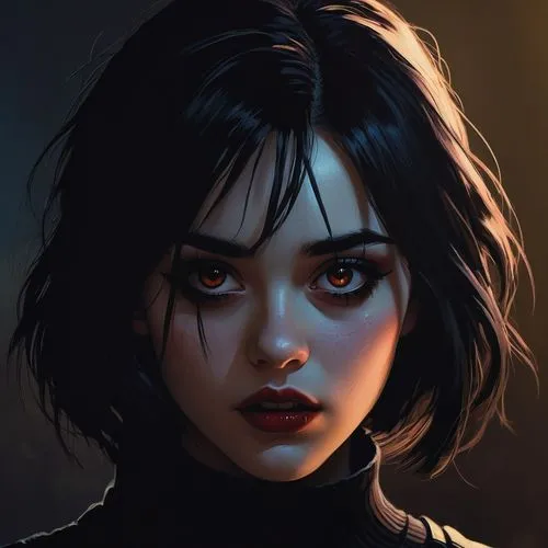 alita,digital painting,dark portrait,arya,domino,marla,amuria,girl portrait,vector girl,syleena,cinder,fantasy portrait,vector art,fiora,karai,cortana,ana,erma,xcx,maia,Conceptual Art,Sci-Fi,Sci-Fi 08