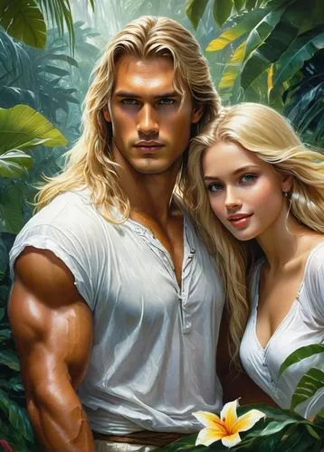 adam and eve,coconut perfume,tarzan,garden of eden,cairenes,amazonian oils,glorfindel,amazonians,fantasy picture,herculean,heroic fantasy,orishas,polynesians,coconspirators,organic coconut,kamandi,garamantes,alcide,pandavas,hylas,Conceptual Art,Fantasy,Fantasy 12