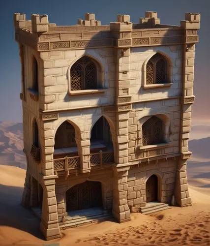 A medieval Arabian house,summit castle,peter-pavel's fortress,dunes house,press castle,nonbuilding structure,castle iron market,gold castle,development concept,sandcastle,stone desert,fortification,kn