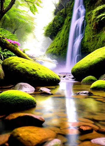 nitobe,green waterfall,nectan,mountain stream,flowing water,water flowing,nature background,clear stream,mountain spring,flowing creek,cascading,water fall,nature wallpaper,waterfall,water flow,waterflow,streams,takachiho,streamside,cascada,Illustration,American Style,American Style 08