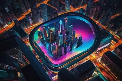 futuristic,futuristic landscape,lensball,cyberpunk,metropolis,colorful city,shanghai,fantasy city,glass sphere,futuristic architecture,cyberspace,dubai,the loop,matrix,dubai marina,cyber,panoramical,cityscape,computer art,cellular,Illustration,Abstract Fantasy,Abstract Fantasy 19