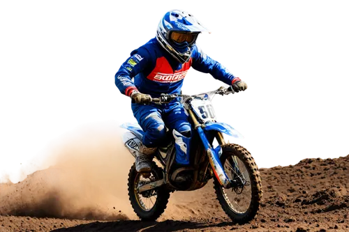 Motocross bike, racing rider, dynamic pose, helmet, goggles, gloves, boots, jumpsuit, sponsorship logos, muddy terrain, sunny day, dramatic lighting, action shot, low-angle composition, blurred backgr