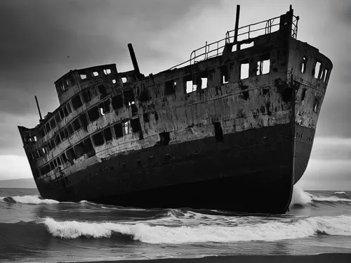 troopship,ghost ship,ship wreck,rotten boat,shipwreck,abandoned boat,the wreck of the ship,old ship,hospital ship,rescue and salvage ship,sunken ship,passenger ship,concrete ship,digging ship,seagoing vessel,the wreck,boat wreck,arklow rogue,ocean liner,sewol ferry,Photography,Black and white photography,Black and White Photography 07