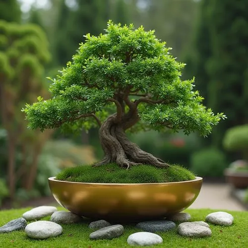 a pot with a tree inside sitting on some rocks,bonsai tree,bonsai,maple bonsai,elm bonsai,japanese garden ornament,dwarf tree